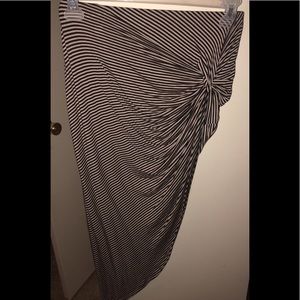 black & white striped high waisted  skirt